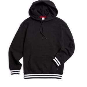 Tomboy X French Terry Pullover Hoodie LC - Black with Striped Rib